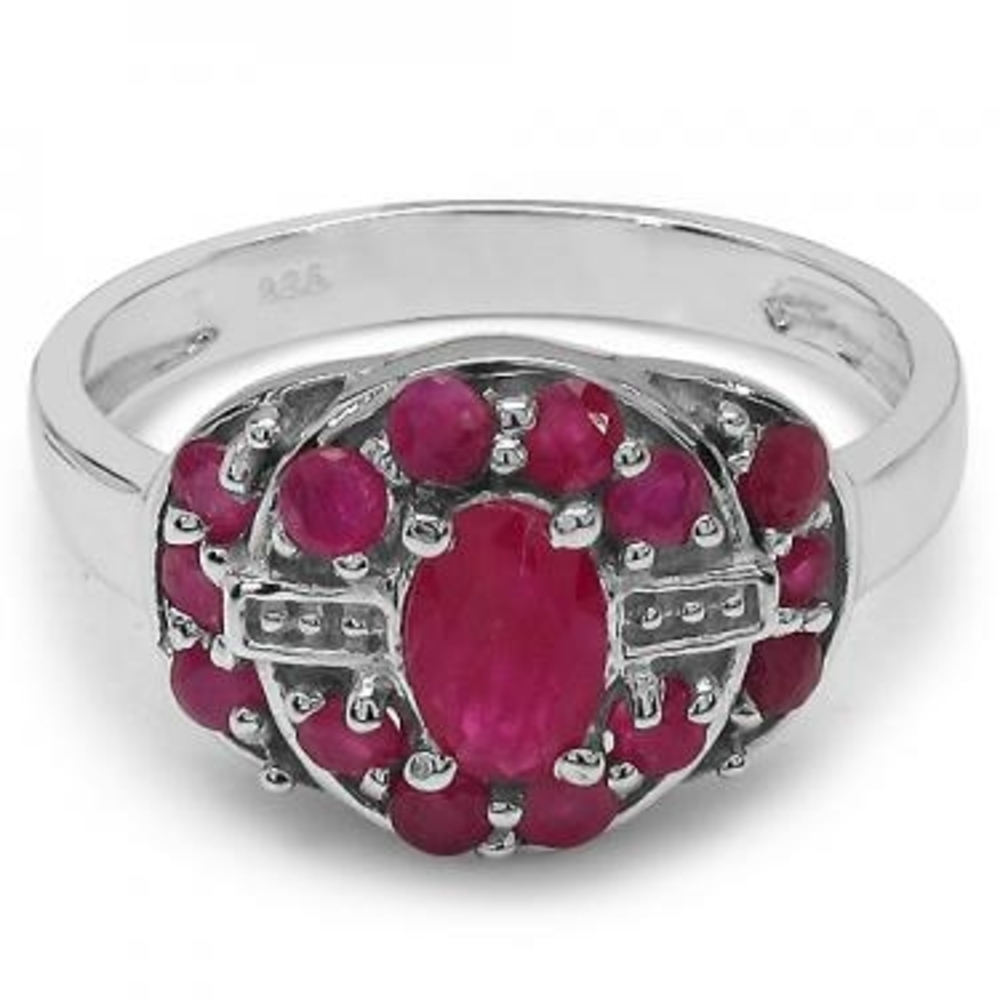 Silver Ring with Vibrant Red Stones
